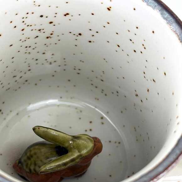 Charming Speckled Rabbit Mug with Hidden Figurine NWOT - Picture 5 of 9